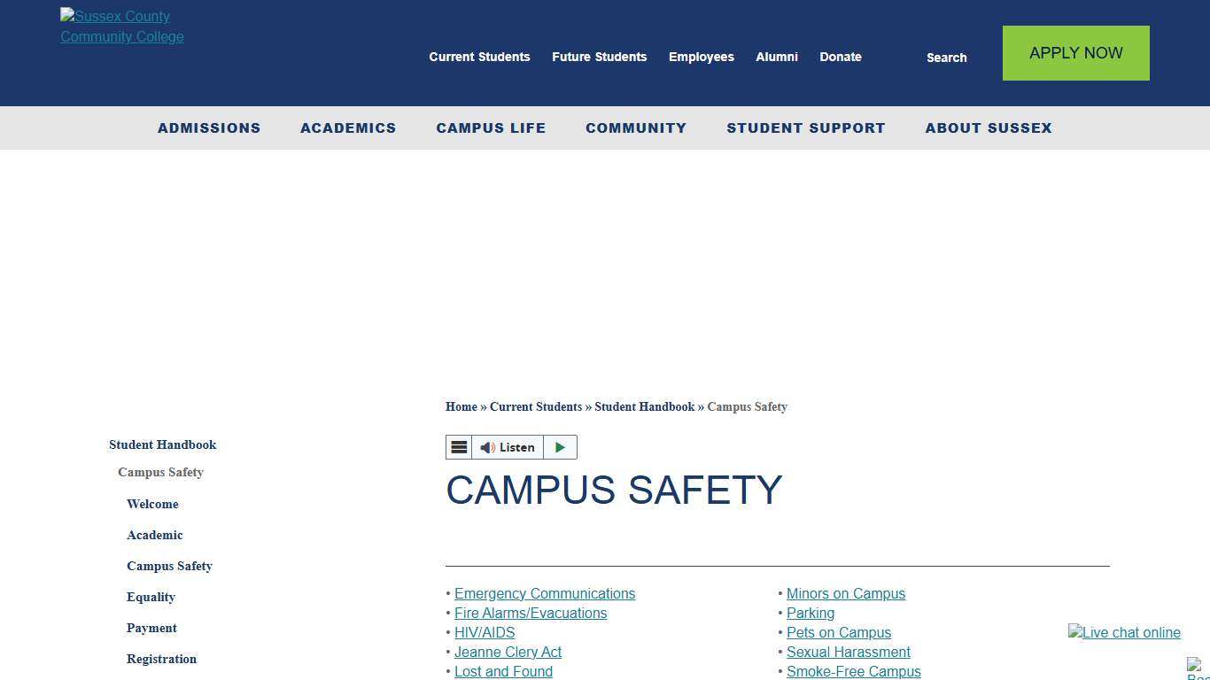 Student Handbook Sussex County Community College