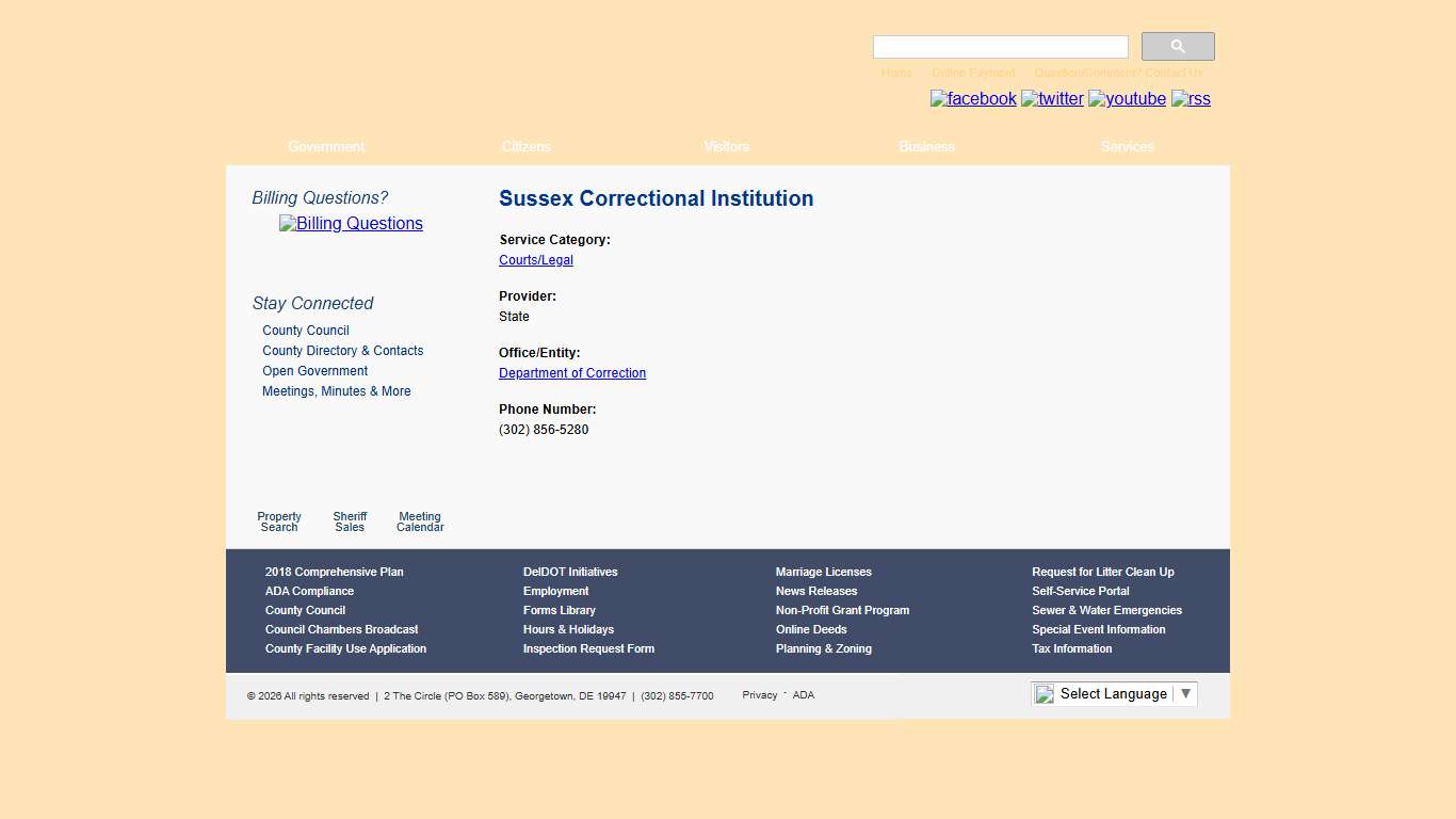 Sussex Correctional Institution Sussex County